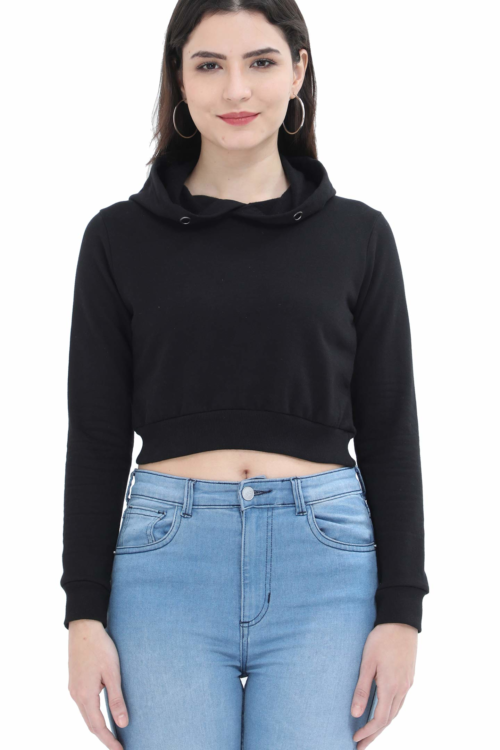 Women Plain Crop Hoodies