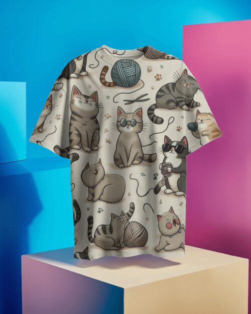 Playful Cats All Over T-Shirt