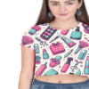 Vibrant Pink-Cyan All Over Print Crop Top